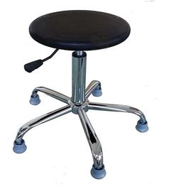 Polyurethane Round ESD Safe Chairs w/Anti Slip Ring Pattern Color Black
