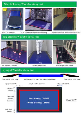 295x79cmx3mm Reusable Washing Silicone Cleanroom Sticky Mat
