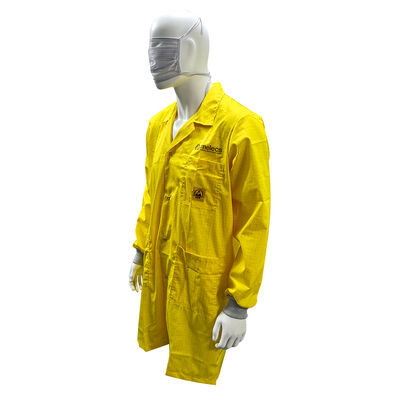 Yellow 5mm Grid ESD Lab Coat With Snap Buttons