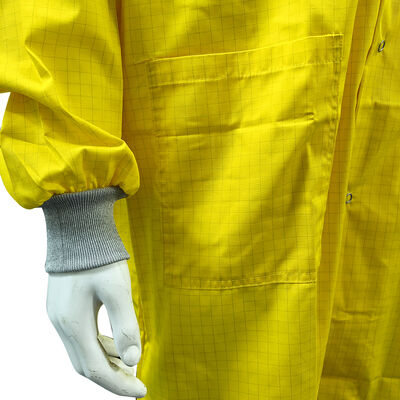 Yellow 5mm Grid ESD Lab Coat With Snap Buttons