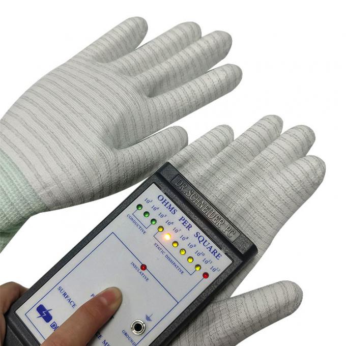 Cleanroom Polyester Carbon Fiber ESD Anti Static PU Coated Gloves