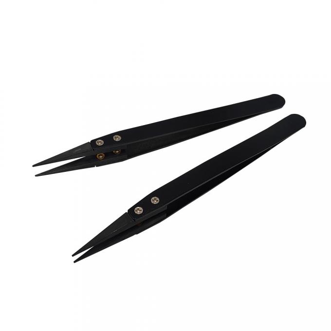 ESD Antistatic Stainless Steel Handle Ceramic Tweezers High Temperature Resistant Interchangeable Head 0