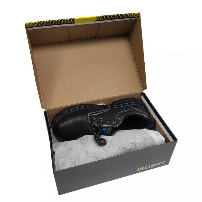 Anti Smashing PU Safety Shoes Rubber Sole Black Safety Shoes For Construction 0