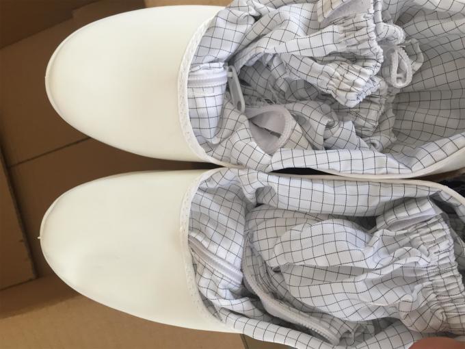 Cleanroom Anti Static Shoes For Long Sleeve ESD Boots White Leather Upper 1