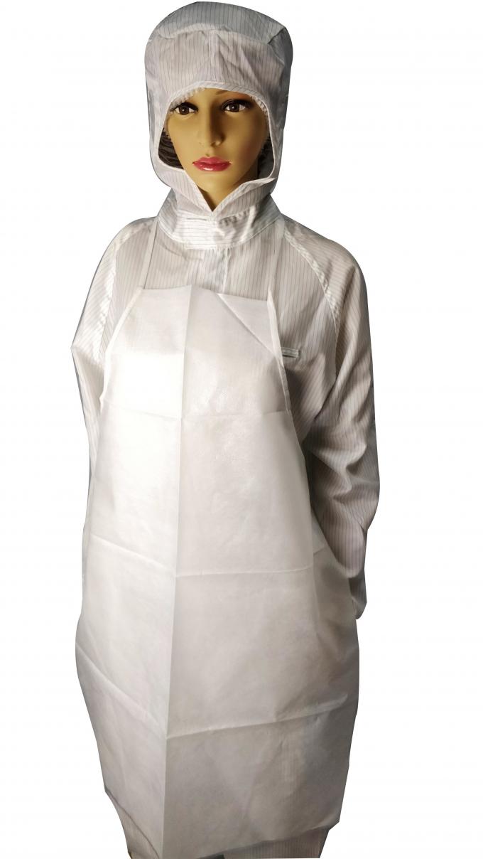 Zipper Closure Polyester ESD Overalls With Hood 98% PET 2% Conductive Fiber 0