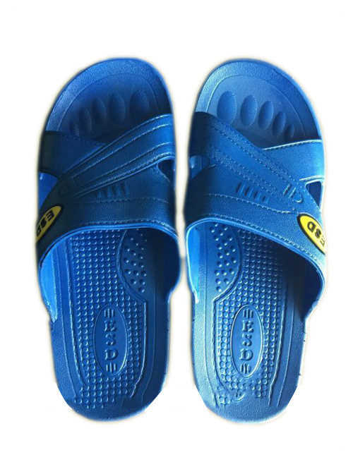 Blue Black White ESD Safe Materials SPU ESD Slipper Cross Type Symbol Embossed 0