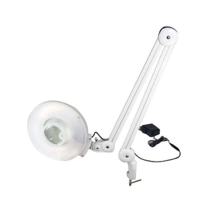 LED Illuminated Magnifying Lamp Spring Internal Clamp Base 5 Inch Lens With Lids 0