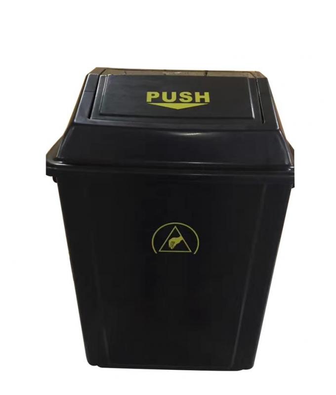 Lids Style Permanent ESD Trash Cans / Waste Basket Color Black w/ESD Symbol 2