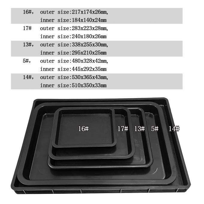 283x223x28mm Black Plastic Square Tray Anti-Static Tray Parts Box Turnover Box Pp Rubber Tray Classification Material Box Square Basin Conductive Frame 0