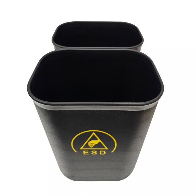 Black ESD Anti-static Plastic Square Dust Free Waste Bin 15L For Cleanroom 0
