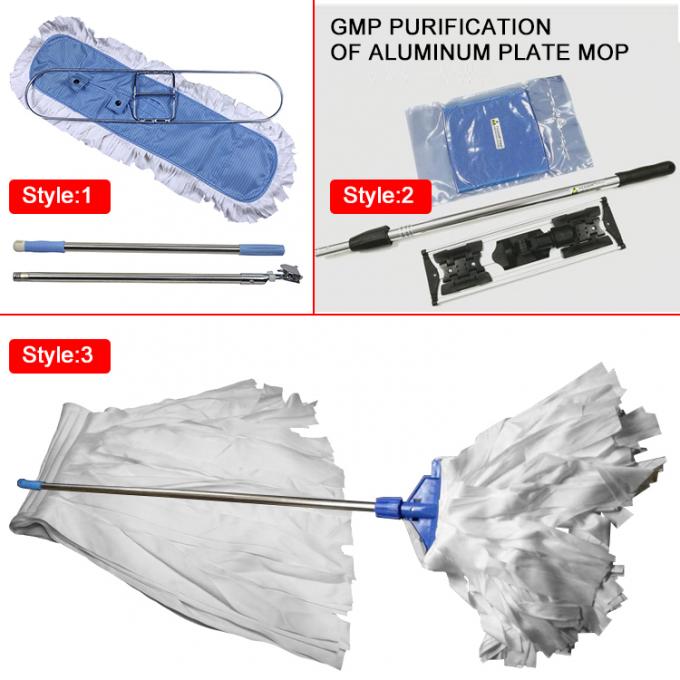 100% 210gsm Microfiber Cleanroom Mop With 120cm Stainless Steel Handle