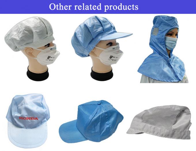 Breathable ESD Antistatic Shawl Cap For Class 1000 Cleanroom 5