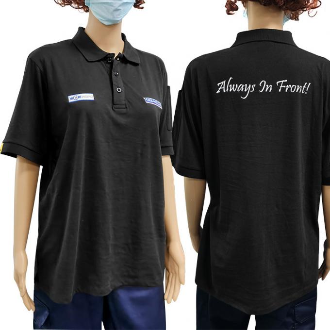 96% Cotton 4% Carbon Fiber Knitted Fabric ESD Anti Static Polo Shirts 0
