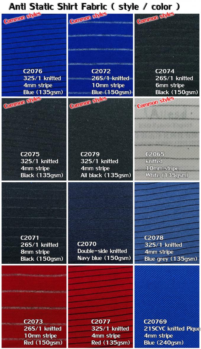 96% Cotton 4% Carbon Fiber Knitted Fabric ESD Anti Static Polo Shirts 2