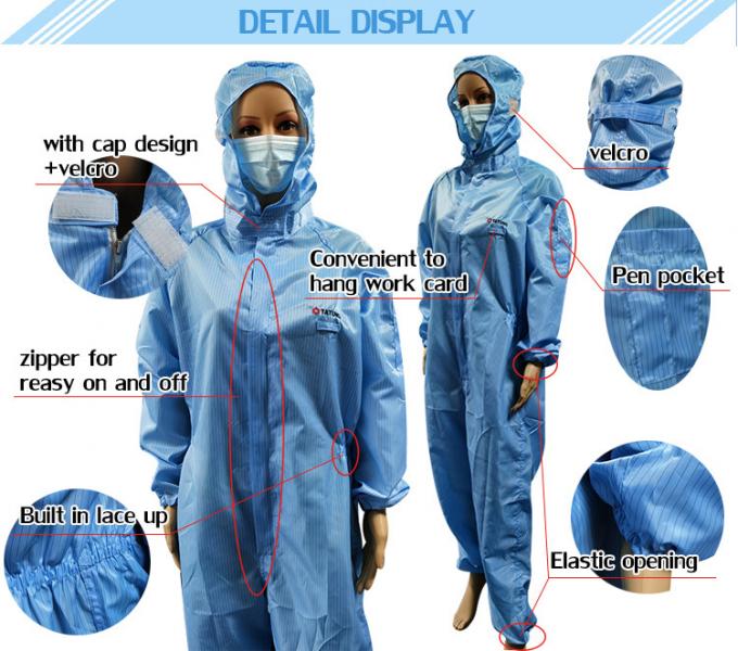 5mm Stripe Washable Reusable ESD Anti Static Suit 0