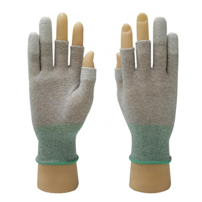 Polyester Antistatic ESD Gloves 3 Fingers Half Work PU Coatd For Industry 0