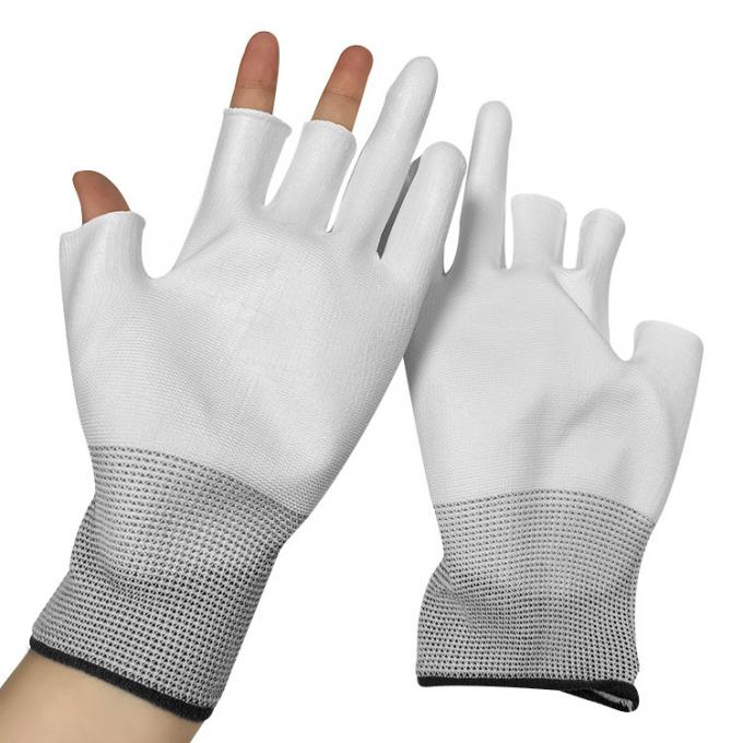 3 Fingers Half PU Palmfit Coated Safety Gloves Industry Use White 0