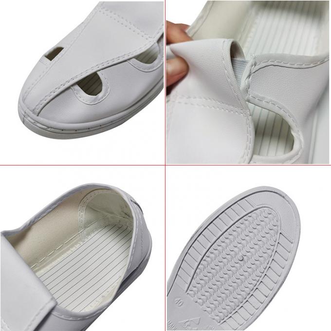 White Dust Free Washable ESD Safety Shoes With PVC Anti Slip Sole 0