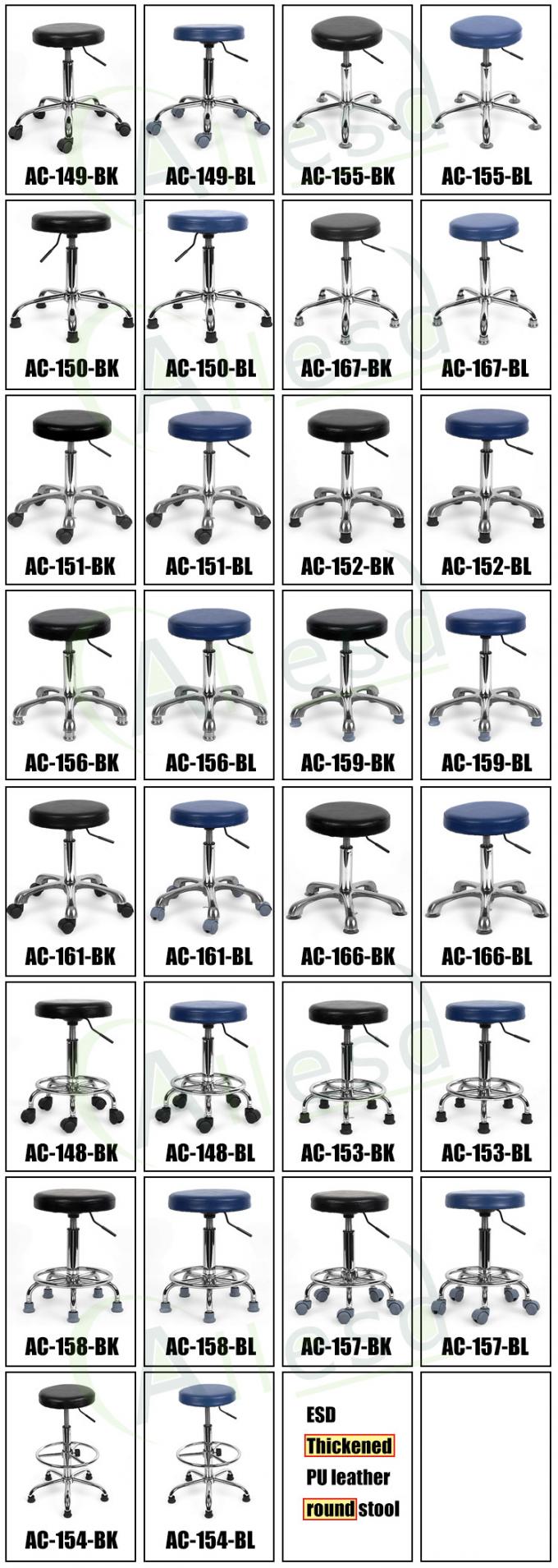 Dust Free ESD PU Anti Static Chairs Blue Adjustable Height 1