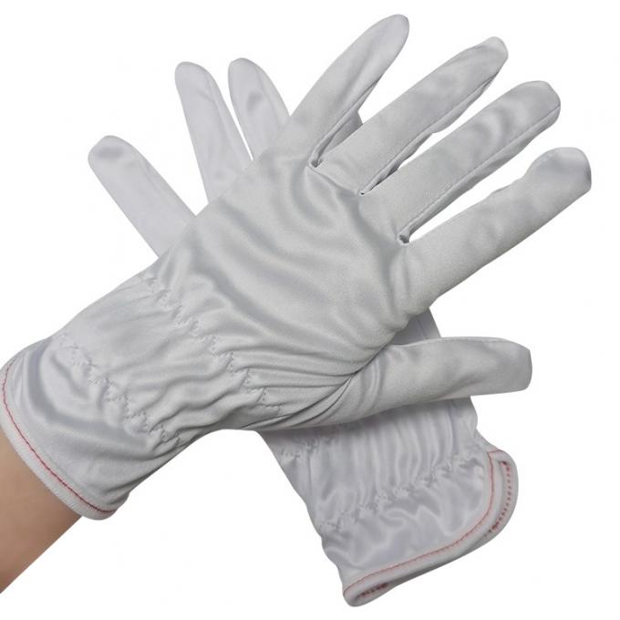 White Hand Sweat Absorption Working Cleanroom Polyester Gloves Customized 1